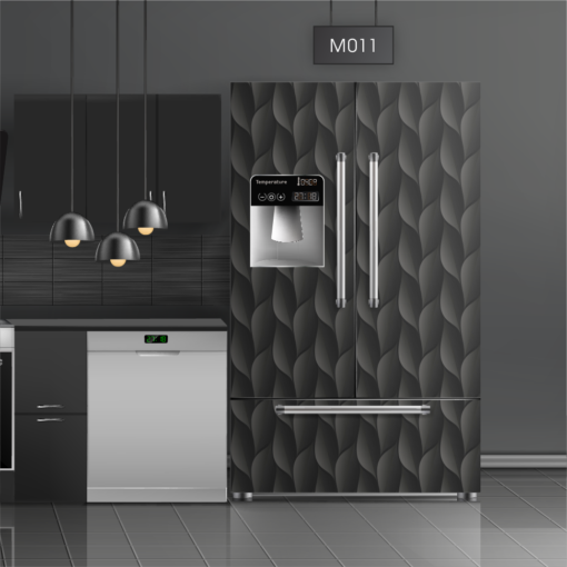 טפט לציפוי מקרר קשקשים שחור M011 בצבעי שחור בסגנון מסולסלים, פאטרנים