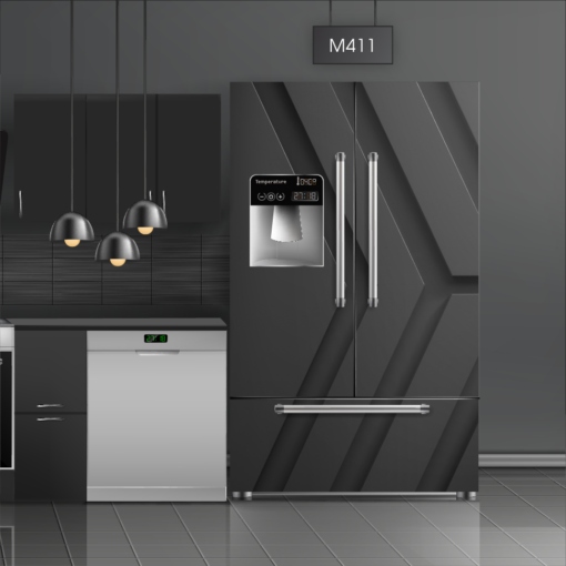 טפט לציפוי מקרר חצים תלת מימד שחור M411 בצבעי שחור בסגנון גיאומטרי, תלת מימד