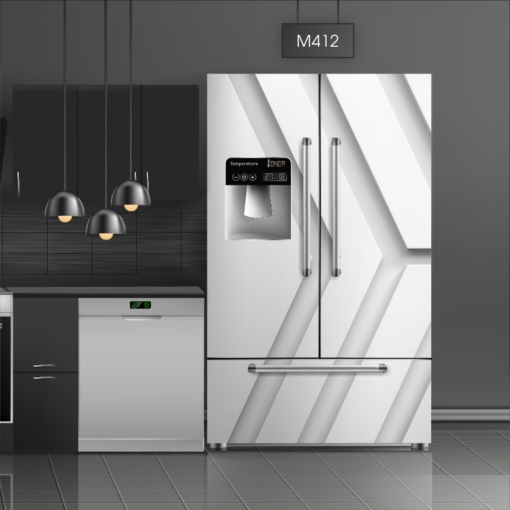 טפט לציפוי מקרר חצים תלת מימד לבן M412 בצבעי לבן בסגנון גיאומטרי, תלת מימד