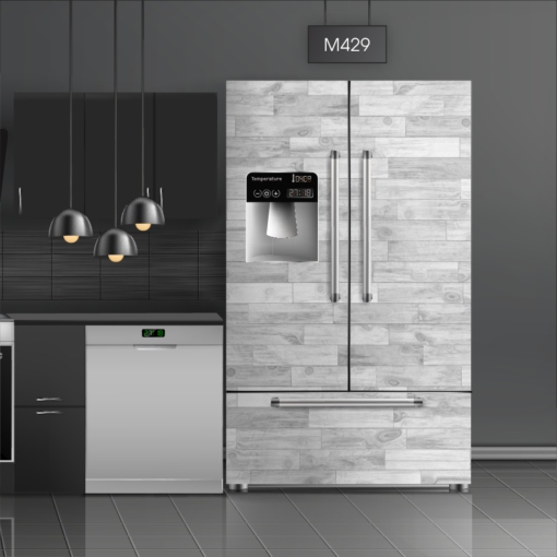 טפט לציפוי מקרר פרקט לבן M429 בצבעי אפור, לבן בסגנון עץ ופרקט