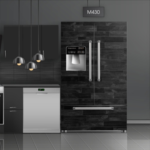 טפט לציפוי מקרר פרקט שחור M430 בצבעי שחור בסגנון עץ ופרקט