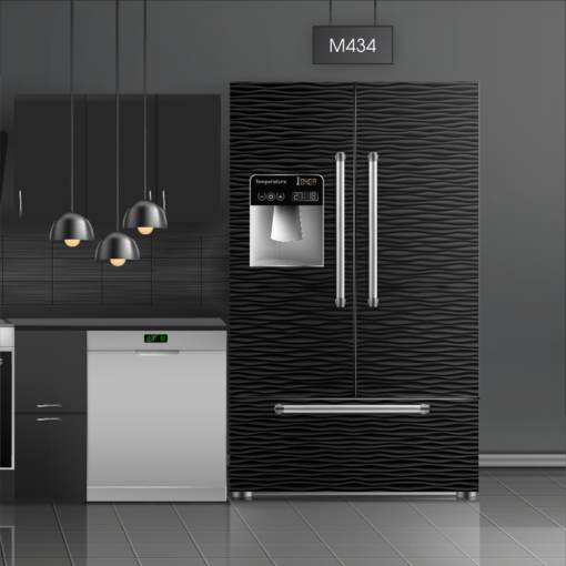 טפט לציפוי מקרר גלים שחור M434 בצבעי שחור בסגנון מודרני