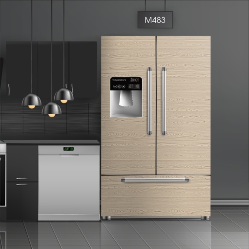 טפט לציפוי מקרר עץ מילה עדין M483 בצבעי חום, שמנת בסגנון עץ ופרקט