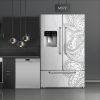 טפט לציפוי מקרר דמיוני לבן M572 בצבעי אפור, לבן בסגנון מסולסלים, פרחוני