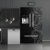 טפט לציפוי מקרר דמיוני שחור M573 בצבעי שחור, שחור לבן בסגנון מסולסלים, פרחוני