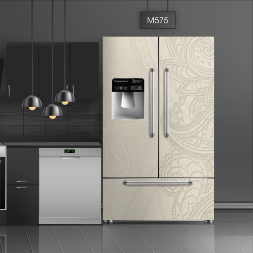 טפט לציפוי מקרר דמיוני שמנת M575 בצבעי שמנת בסגנון מסולסלים, פרחוני