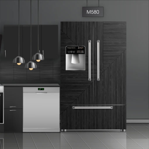 טפט לציפוי מקרר עץ מופשט שחור M580 בצבעי שחור בסגנון עץ ופרקט