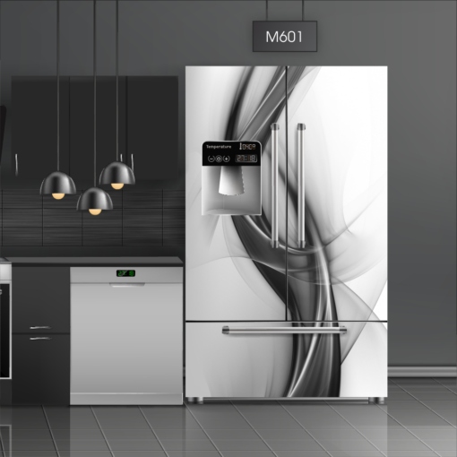 טפט לציפוי מקרר מופשט שחור לבן M601 בצבעי שחור לבן בסגנון מופשט