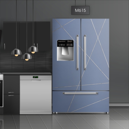 טפט לציפוי מקרר תכלת פסי ניקל M615 בצבעי תכלת בסגנון מודרני