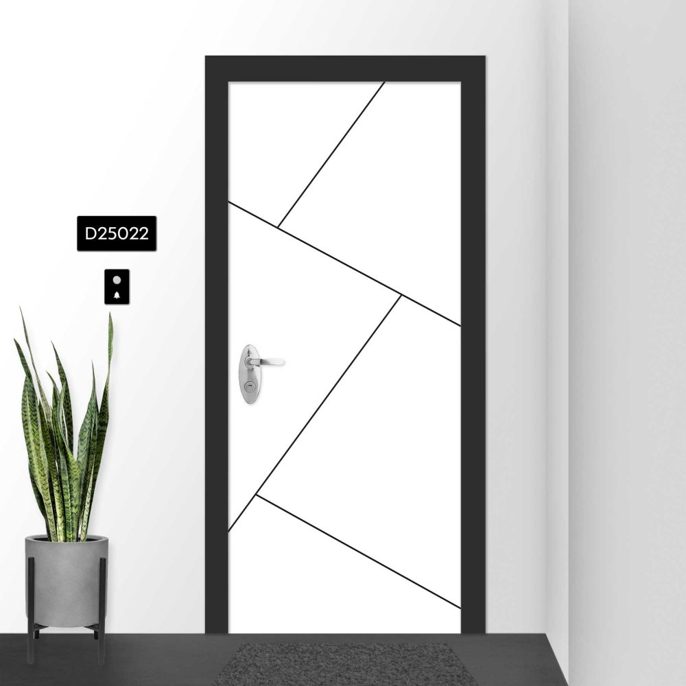 טפט לדלת בעיצוב גאומטרי קווים שחור לבן D25022 בסגנון מודרני